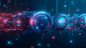An abstract digital concept of various AI Machines, learning and growing and getting better with each iteration.