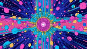 A tapestry of digital art – showing a colorful vivid history of Artificial Intelligence in Abstract form