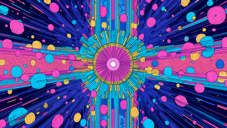 A tapestry of digital art – showing a colorful vivid history of Artificial Intelligence in Abstract form